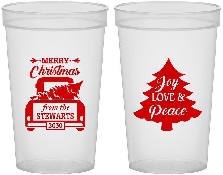 Custom Christmas 22 oz Translucent Cups - Christmas Tree | 280026
