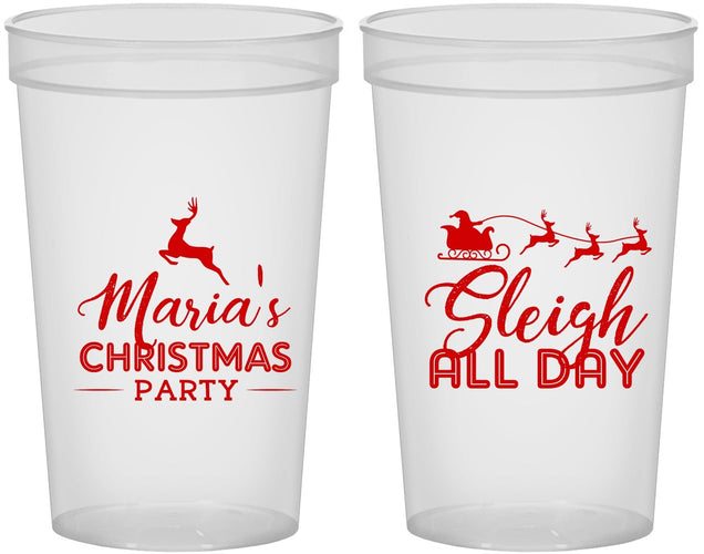 Custom Christmas 22 oz Translucent Cups - Sleigh All Day | 280030