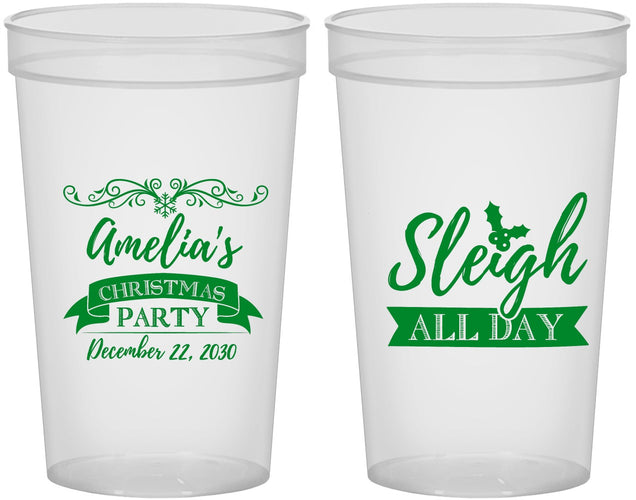 Custom Christmas 22 oz Translucent Cups - Sleigh All Day | 280031