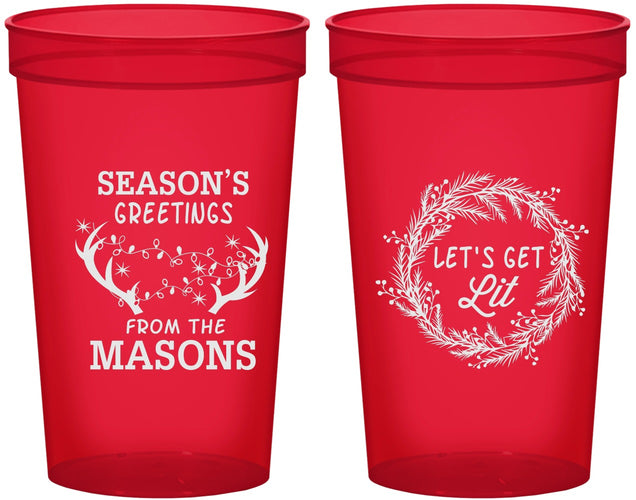 Custom Christmas 22 oz Translucent Cups - Lets Get Lit | 280032