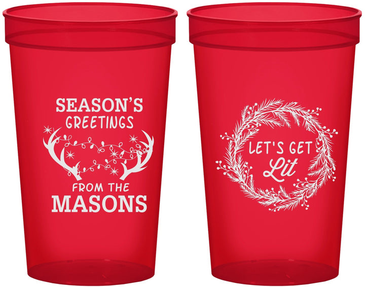 Custom Christmas 22 oz Translucent Cups - Lets Get Lit | 280032