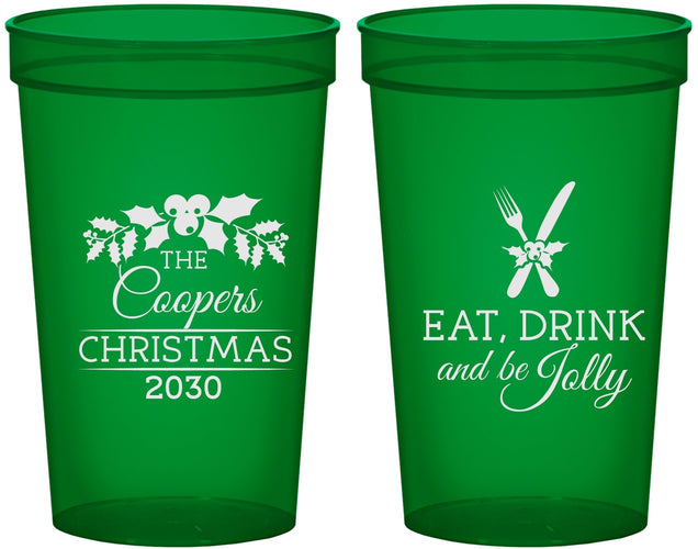 Custom Christmas 22 oz Translucent Cups - Eat Drink And Be Jolly | 280033