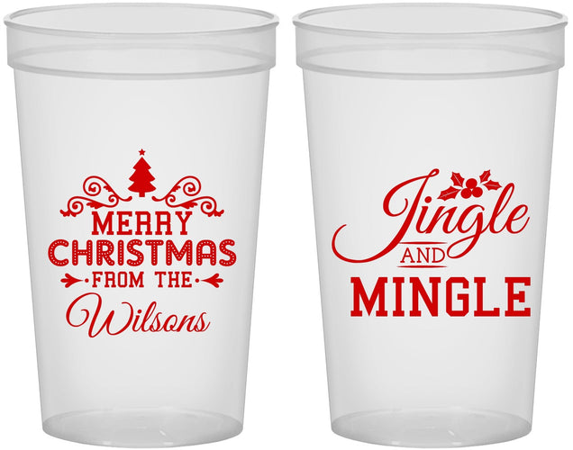 Custom Christmas 22 oz Translucent Cups - Jingle And Mingle | 280034