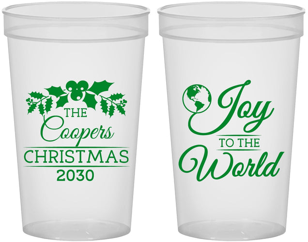 Custom Christmas 22 oz Translucent Cups - Joy To The World | 280035