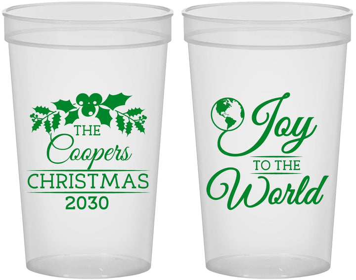 Custom Christmas 22 oz Translucent Cups - Joy To The World | 280035