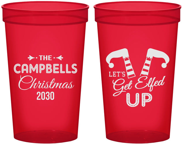 Custom Christmas 22 oz Translucent Cups - Lets Get Elfed Up | 280036