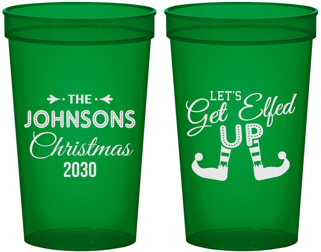 Custom Christmas 22 oz Translucent Cups - Lets Get Elfed Up | 280037