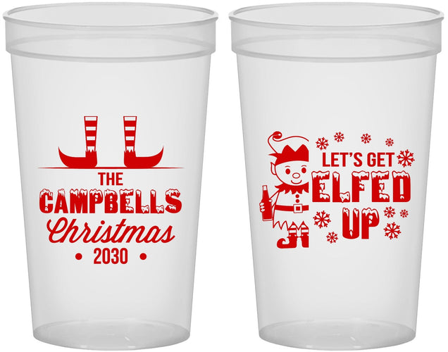 Custom Christmas 22 oz Translucent Cups - Lets Get Elfed Up | 280038