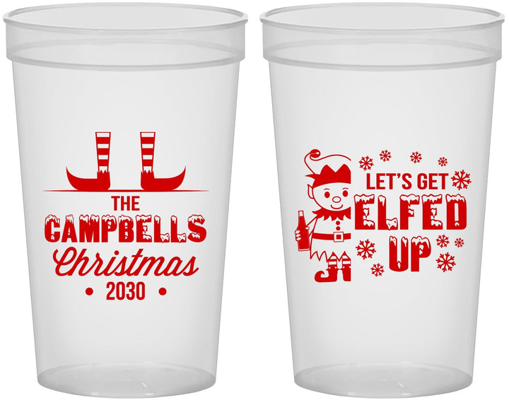 Custom Christmas 22 oz Translucent Cups - Lets Get Elfed Up | 280038