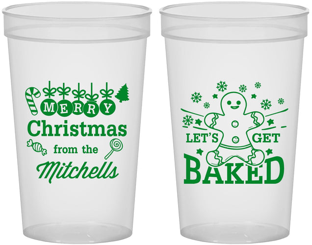 Custom Christmas 22 oz Translucent Cups - Lets Get Baked | 280039