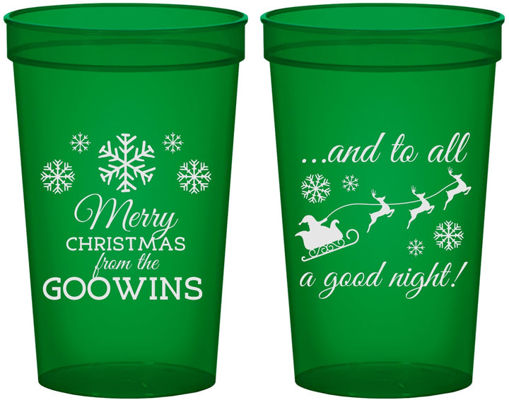 Custom Christmas 22 oz Translucent Cups - To All A Good Night | 280041
