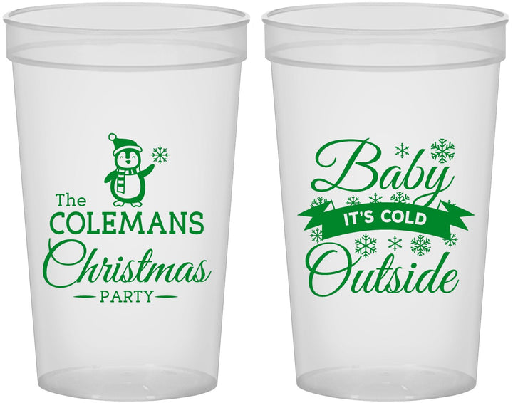 Custom Christmas 22 oz Translucent Cups - Cold Outside | 280043