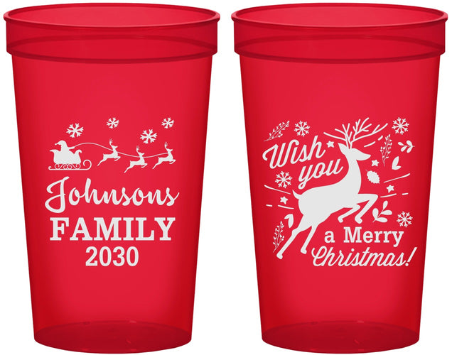 Custom Christmas 22 oz Translucent Cups - Reindeer | 280044