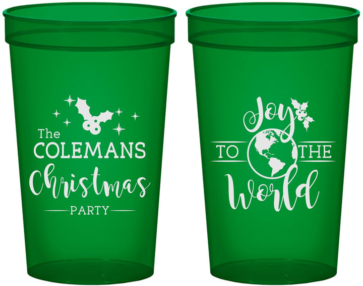 Custom Christmas 22 oz Translucent Cups - Joy To The World | 280045