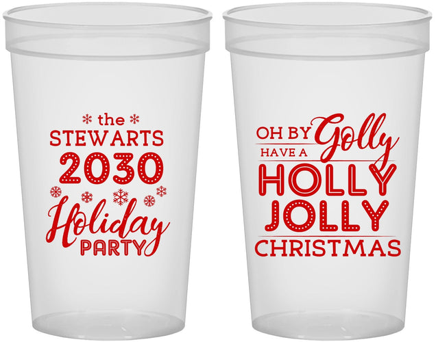 Custom Christmas 22 oz Translucent Cups - Holly Jolly | 280046