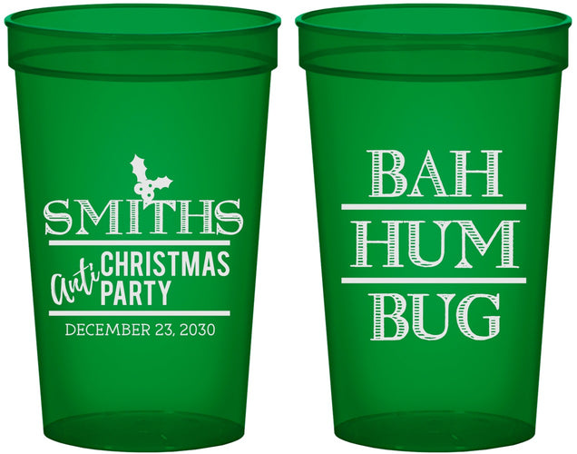 Custom Christmas 22 oz Translucent Cups - Bah Hum Bug | 280057