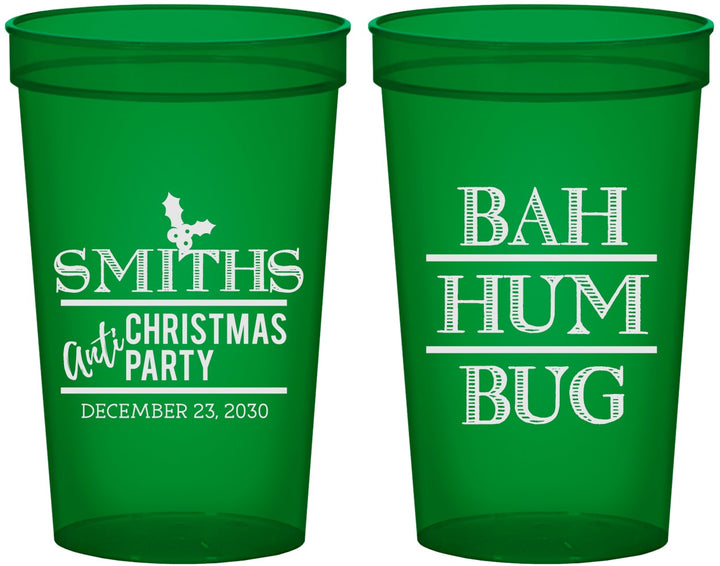 Custom Christmas 22 oz Translucent Cups - Bah Hum Bug | 280057