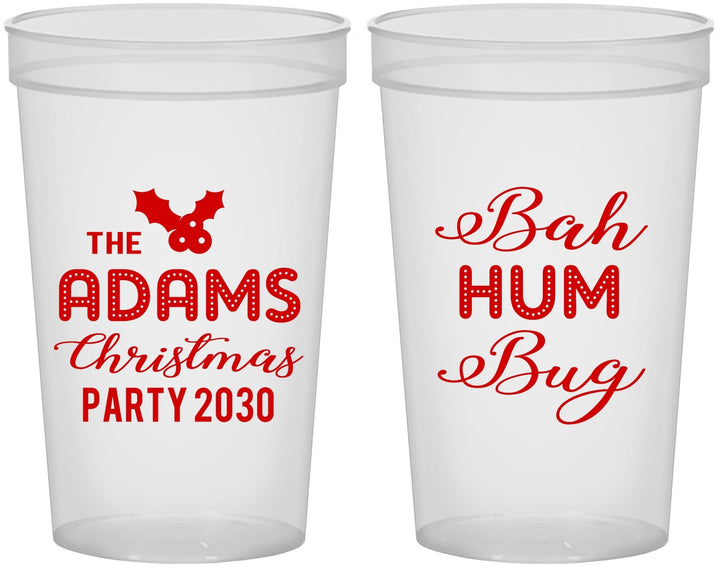 Custom Christmas 22 oz Translucent Cups - Bah Hum Bug | 280058