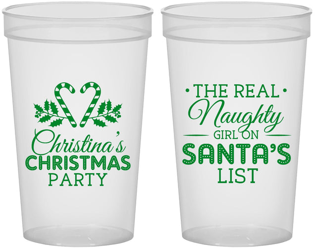Custom Christmas 22 oz Translucent Cups - Naughty List | 280059