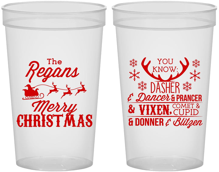 Custom Christmas 22 oz Translucent Cups - Reindeer | 280062