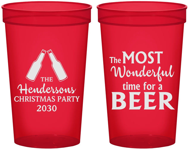 Custom Christmas 22 oz Translucent Cups - Wonderful Time For A Beer | 280064