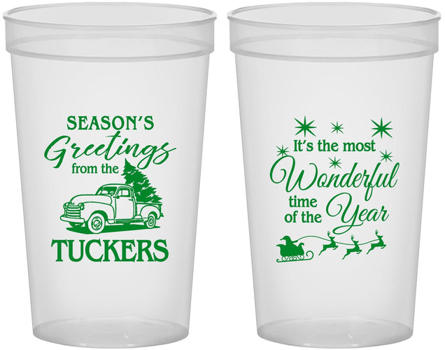 Custom Christmas 22 oz Translucent Cups - Season Greetings | 280071