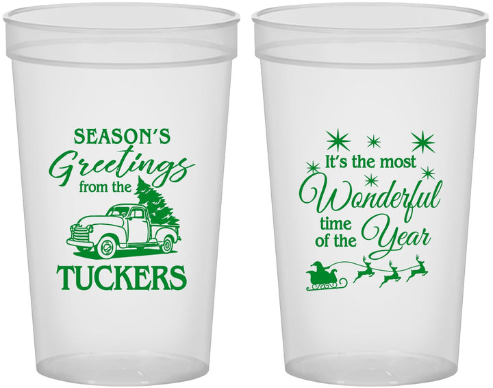 Custom Christmas 22 oz Translucent Cups - Season Greetings | 280071