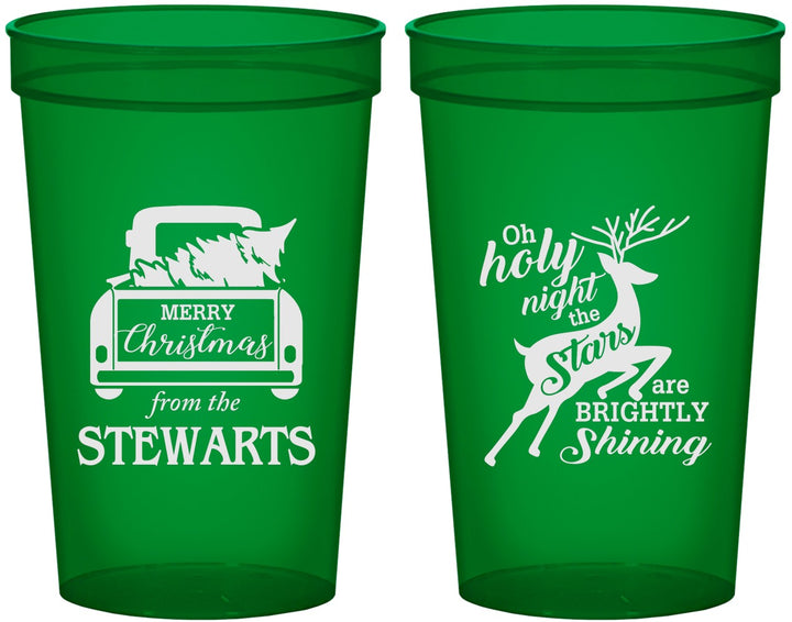 Custom Christmas 22 oz Translucent Cups - Tree | 280073