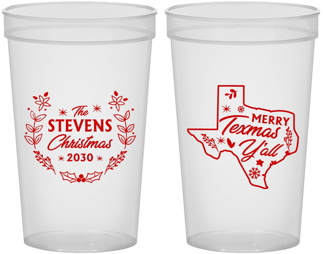 Custom Christmas 22 oz Translucent Cups - Texmas Yall | 280074