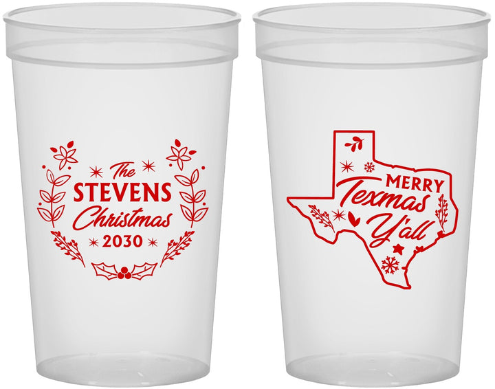 Custom Christmas 22 oz Translucent Cups - Texmas Yall | 280074