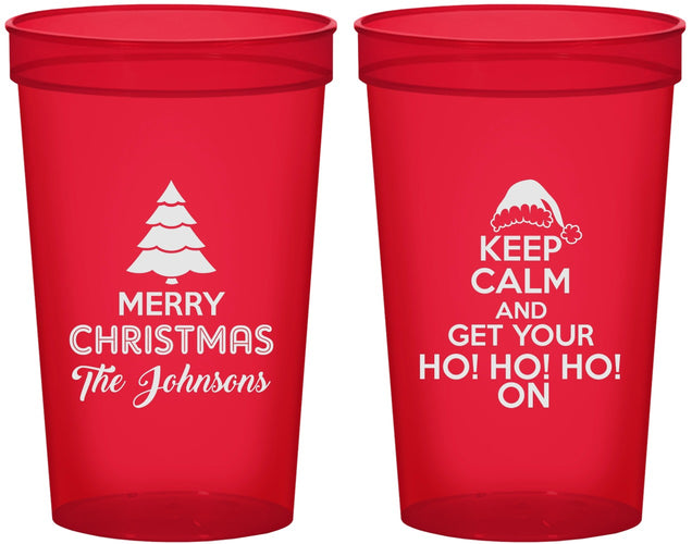 Custom Christmas 22 oz Translucent Cups - Ho Ho Ho | 280076