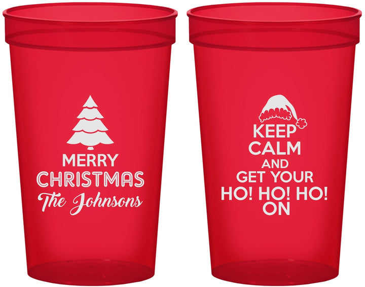 Custom Christmas 22 oz Translucent Cups - Ho Ho Ho | 280076