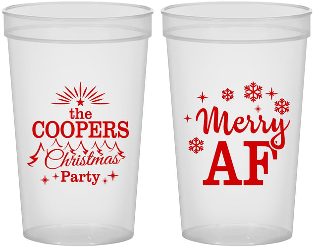 Custom Christmas 22 oz Translucent Cups - Merry Af | 280078