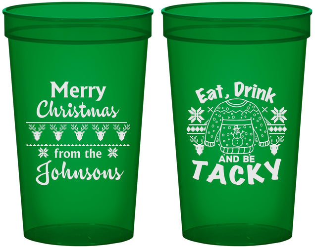 Custom Christmas 22 oz Translucent Cups - Eat Drink Tacky | 280081