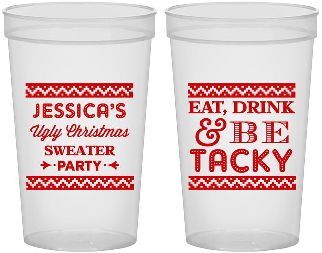 Custom Christmas 22 oz Translucent Cups - Eat Drink Tacky | 280082