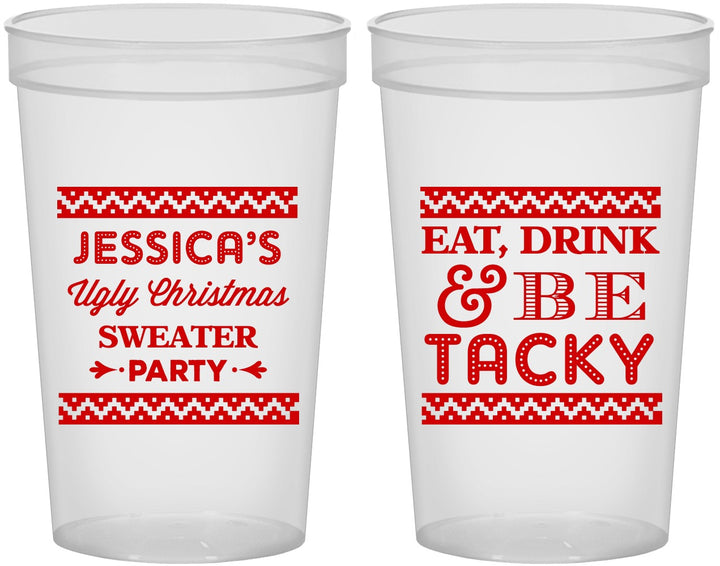 Custom Christmas 22 oz Translucent Cups - Eat Drink Tacky | 280082