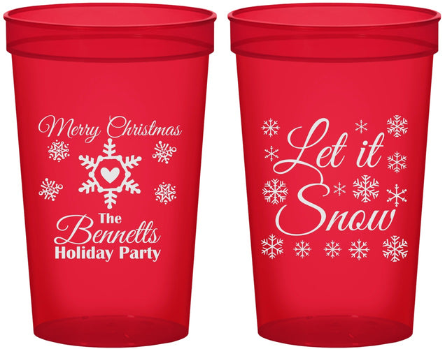 Custom Christmas 22 oz Translucent Cups - Let Is Snow | 280088