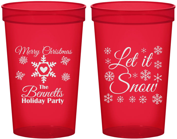 Custom Christmas 22 oz Translucent Cups - Let Is Snow | 280088