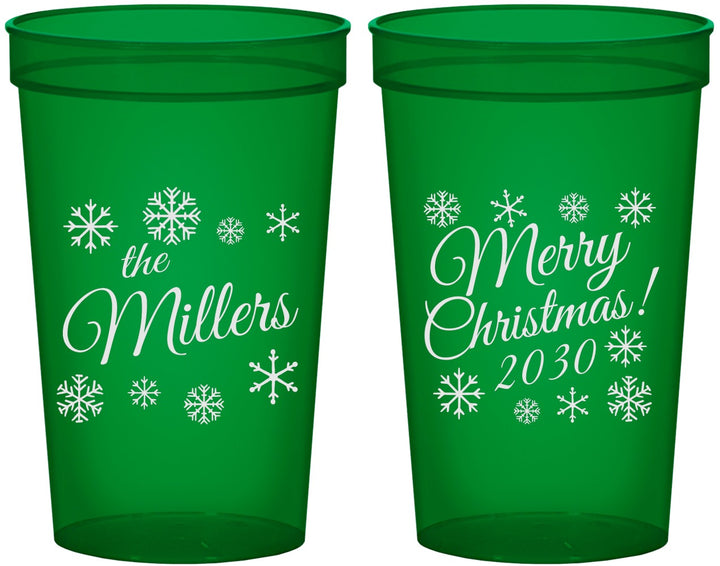 Custom Christmas 22 oz Translucent Cups - Snowflakes | 280089