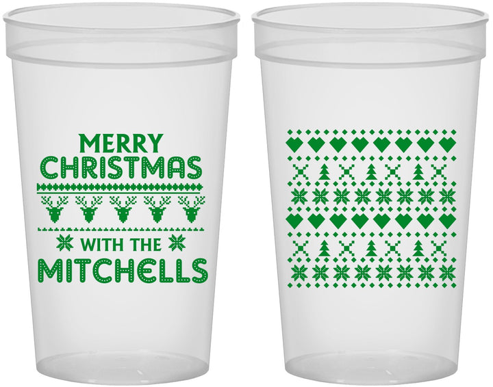 Custom Christmas 22 oz Translucent Cups - Ugly Sweater | 280091