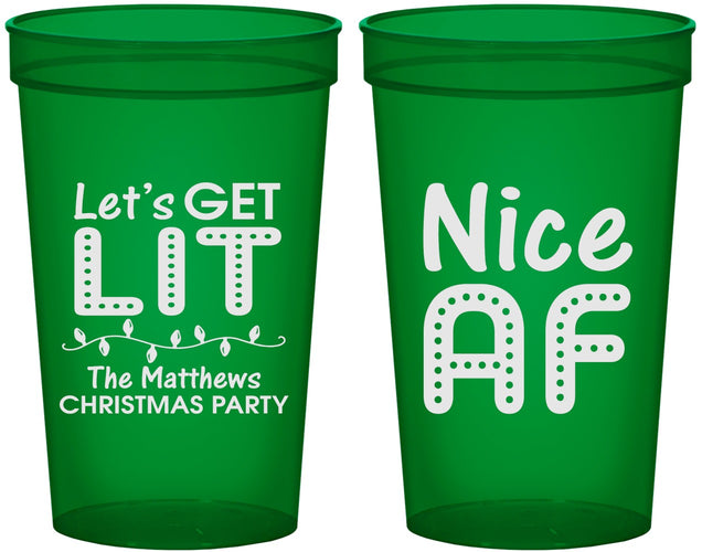 Custom Christmas 22 oz Translucent Cups - Nice Af | 280093