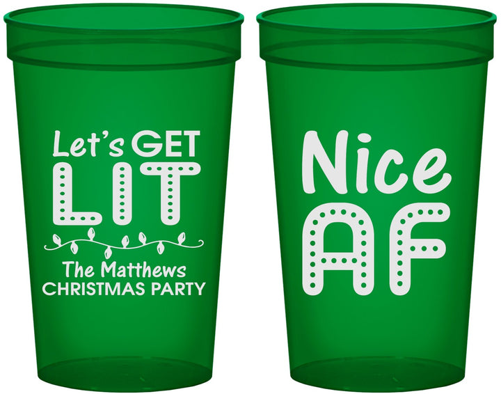 Custom Christmas 22 oz Translucent Cups - Nice Af | 280093