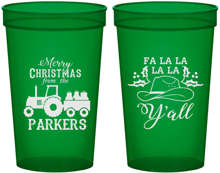 Custom Christmas 22 oz Translucent Cups - Country | 280097