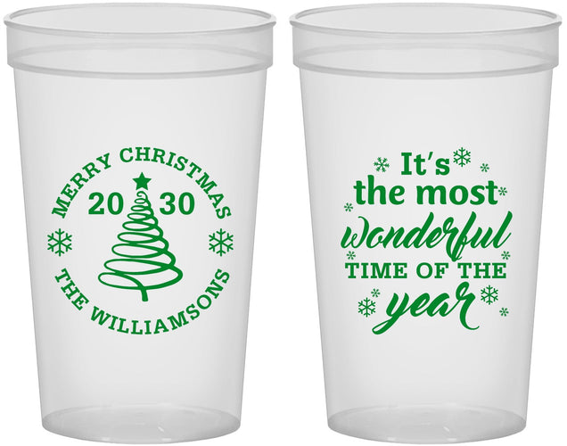 Custom Christmas 22 oz Translucent Cups - Wonderful Time For A Beer | 280099