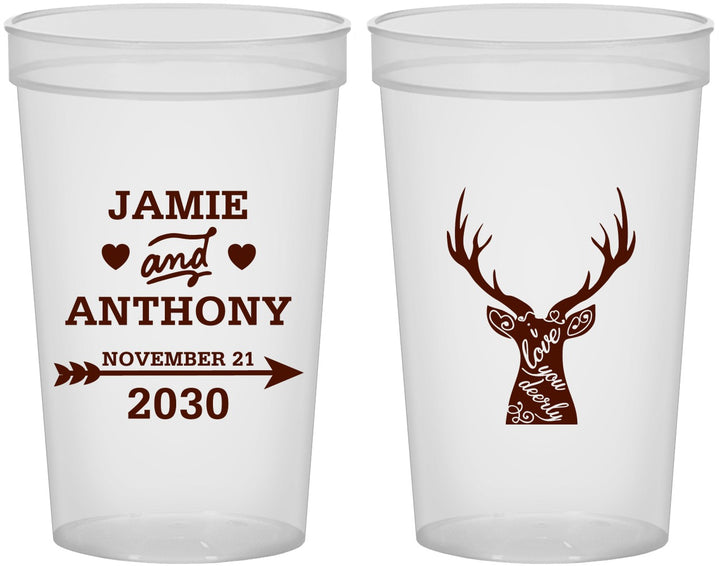 Custom Wedding 22 oz Translucent Cups - Deer | 282