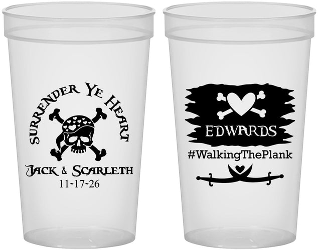 Custom Wedding 22 oz Translucent Cups - Pirate | 286
