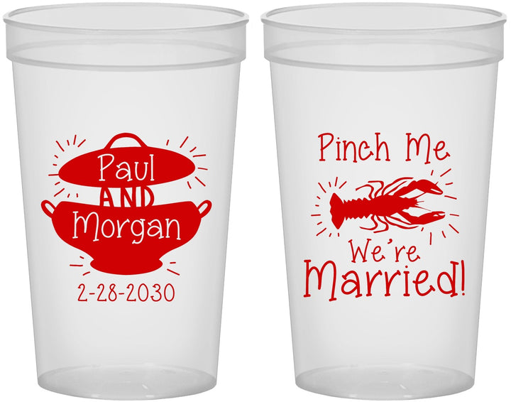 Custom Wedding 22 oz Translucent Cups - Crawfish Boil | 288