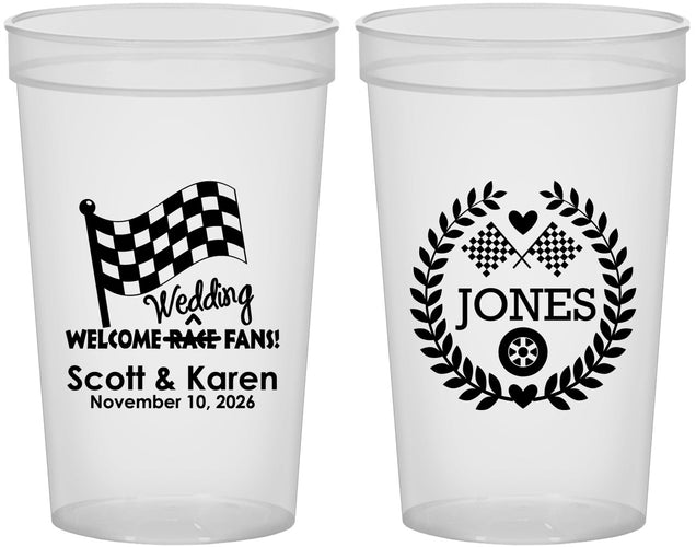 Custom Wedding 22 oz Translucent Cups - Racing | 289