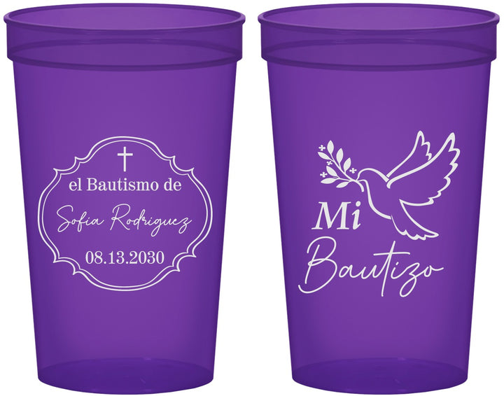 Custom Baptism 22 oz Translucent Cups - Mi Bautizo | 290002