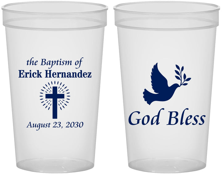 Custom Baptism 22 oz Translucent Cups - God Bless | 290005